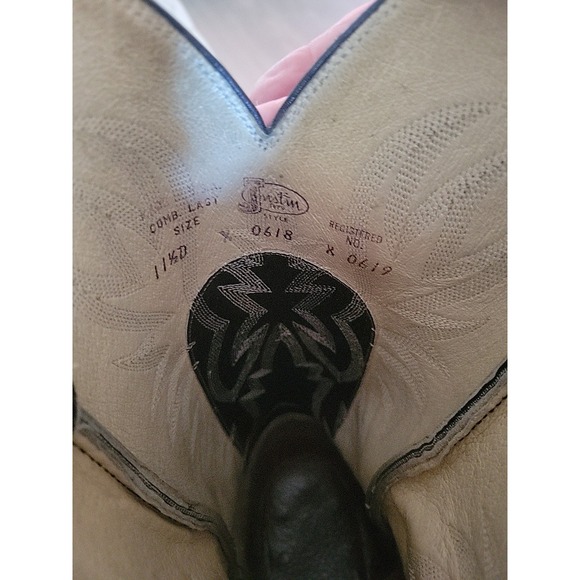 JUSTIN Ostritch 0619 Cowboy Boots 11.5 Western Designer Rare Southwestern Work - Picture 2 of 10